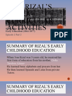 Jose Rizal'S Extra-Curricular Activities: Rizal's Life: Family, Childhood and Early Education (1861-1877)
