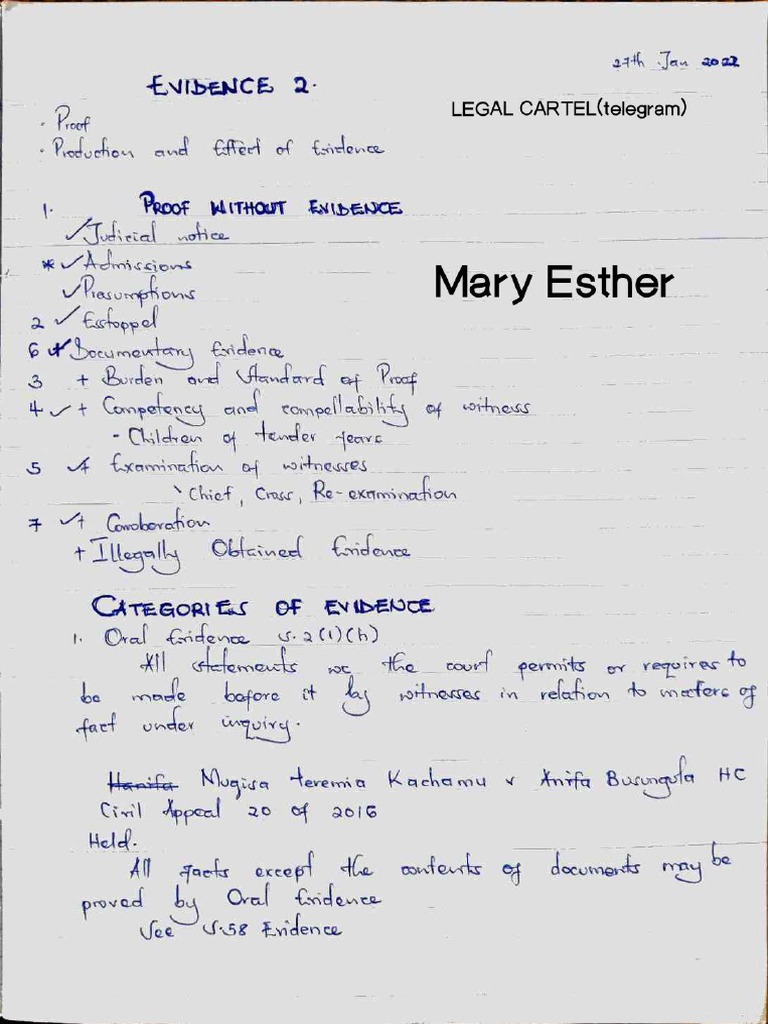 Evidence 2 (1) Notes | PDF