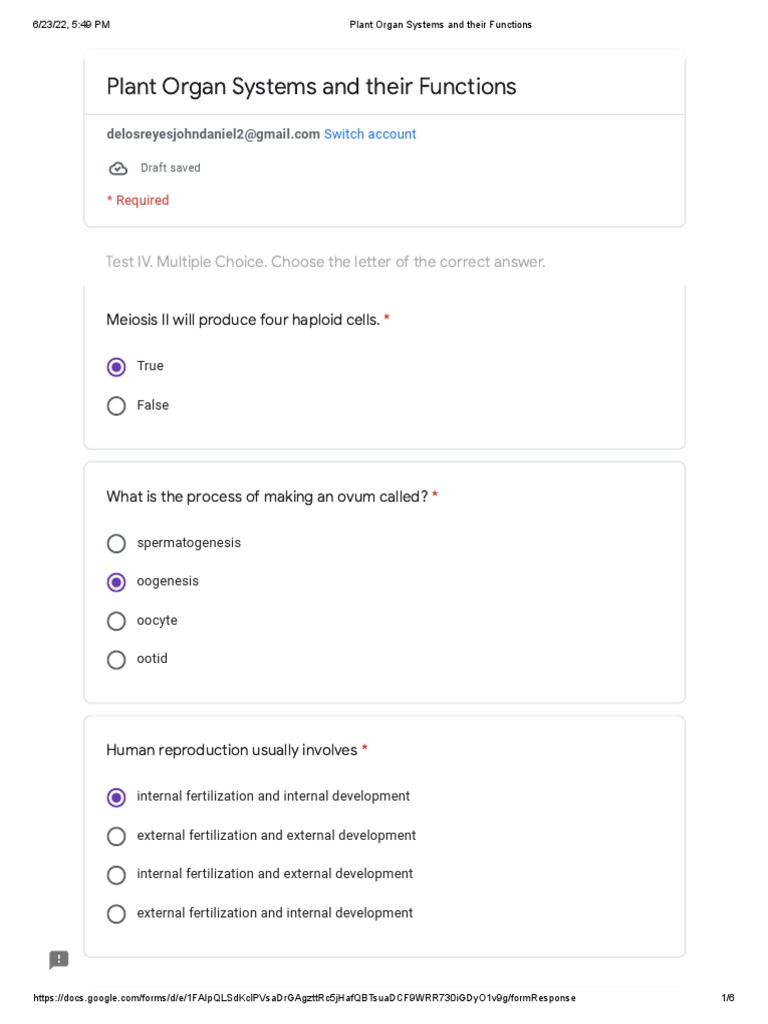 Plant Organ Systems and Their Functions Page 2 PDF Embryo