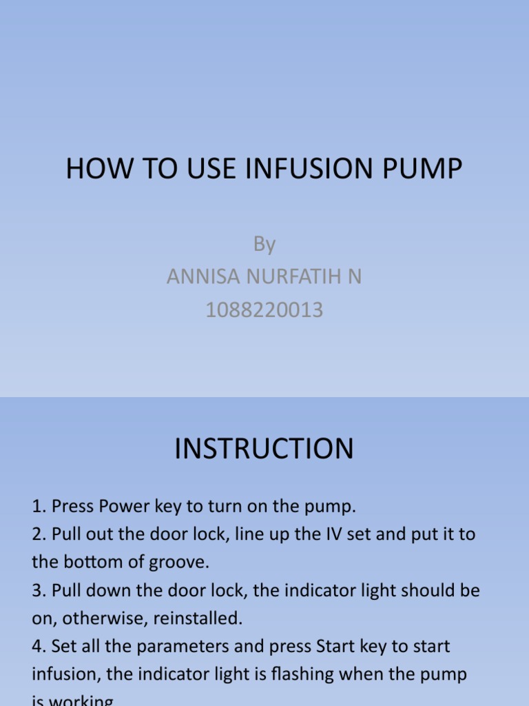 How To Use Infusion Pump | PDF