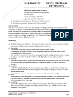 Unit: Electrical Principles I Topic 3: Electrical Instruments