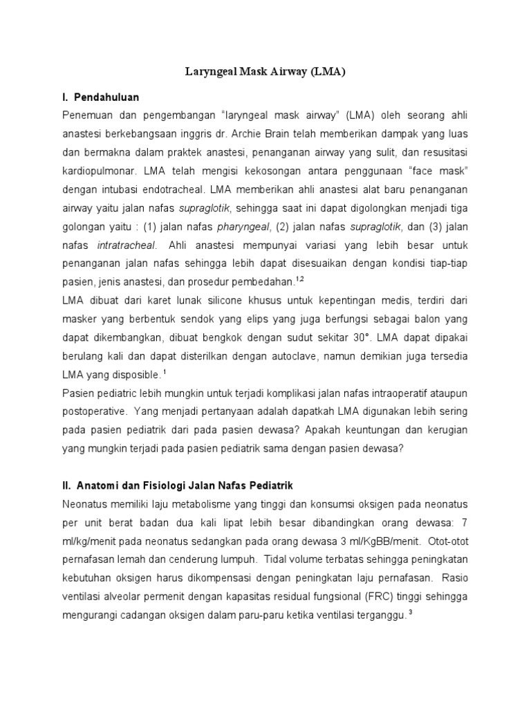 Jenis dan Indikasi Laryngeal Mask Airway | PDF | Kajian Bahasa Asing