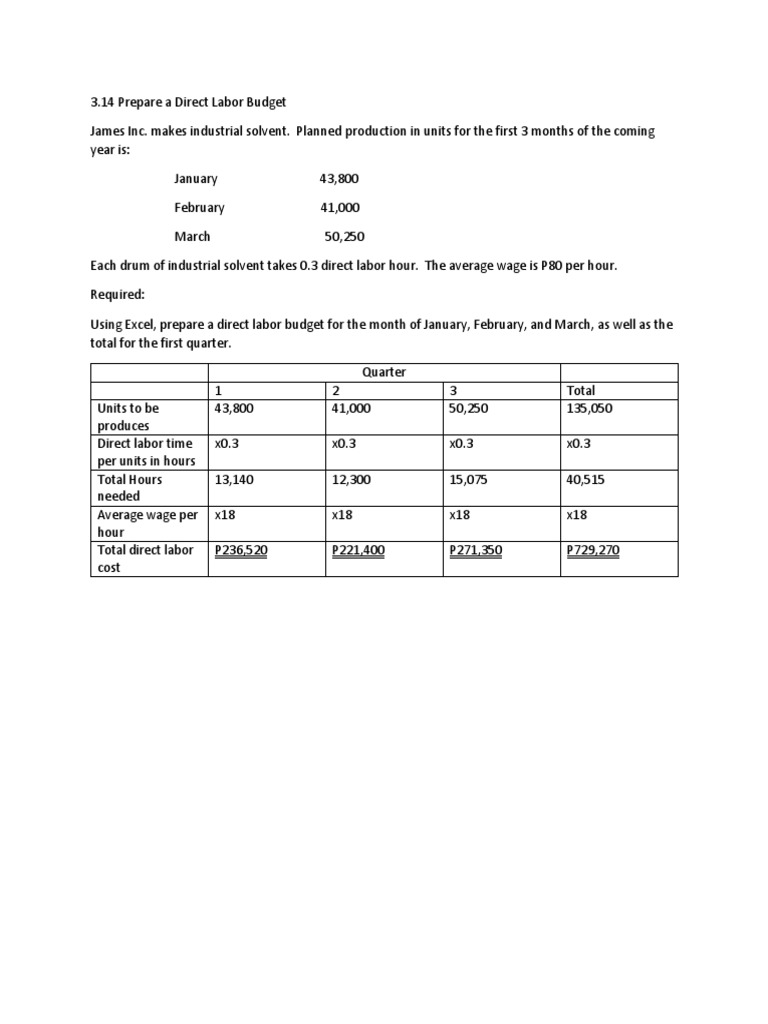 3.14 Prepare A Direct Labor Budget | PDF | Computers