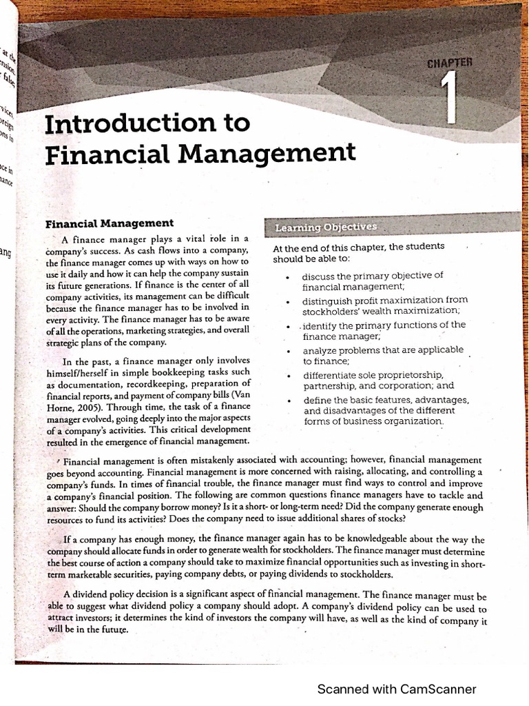 Financial Management Chapter 1 | PDF