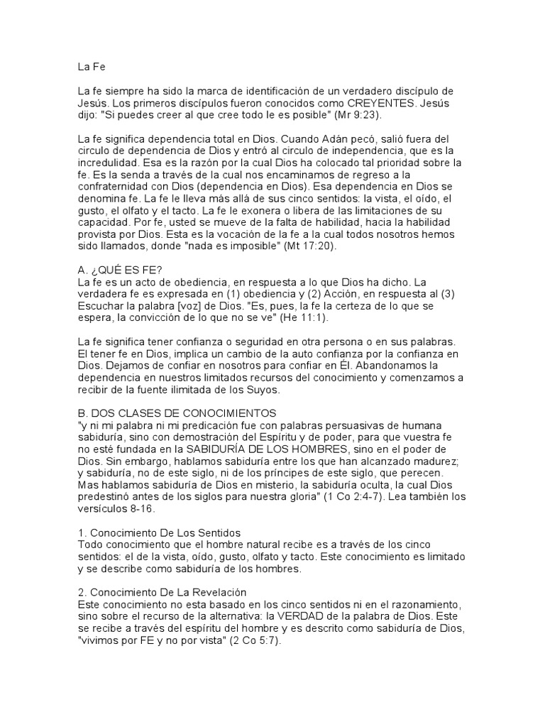 La Importancia de la Fe en Dios | PDF | Fe | Jesús