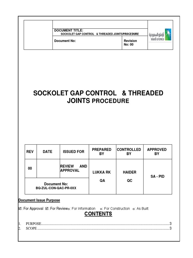 Sockolet Gap Control Threaded Joints PR 0XX PDF Pipe (Fluid