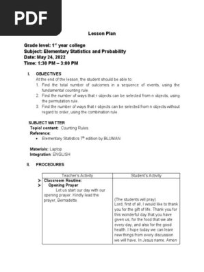 DETAILED LESSON PLAN ABOUT NORMAL DISTRIBUTION