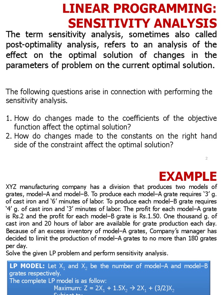 Sensitivity Analysis | PDF | Inequality (Mathematics) | Algorithms