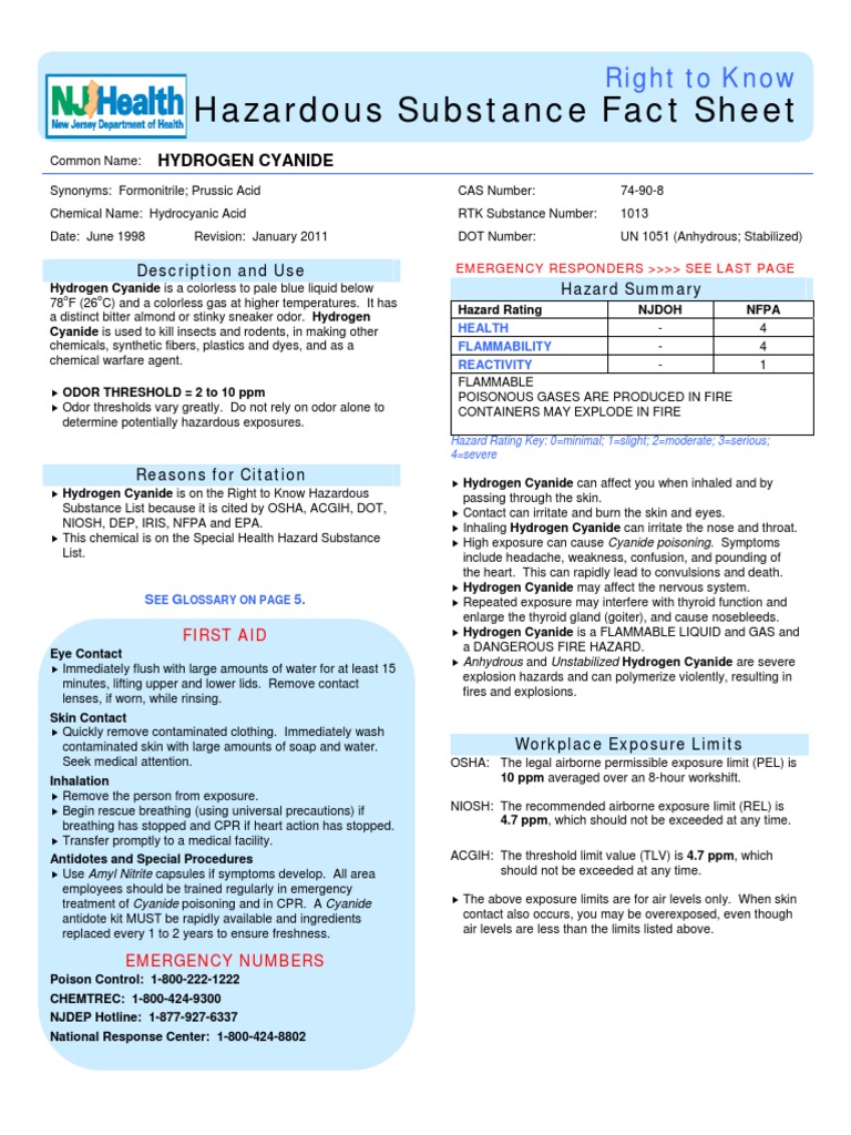 Hazardous Substance Fact Sheet Right To Know PDF Personal