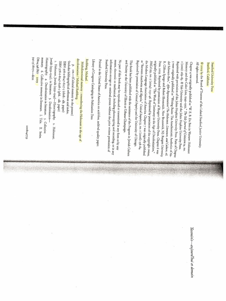 ROTHBERG - Mi - Multidirectional Memory | PDF
