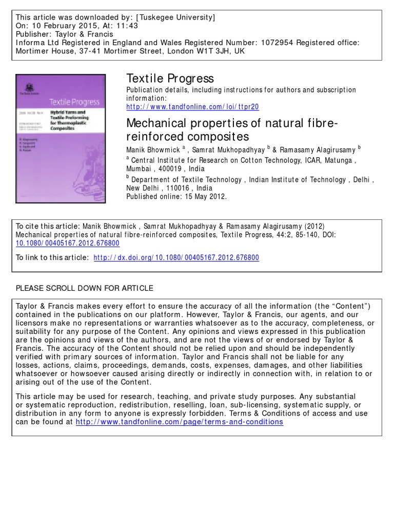 Mechanical Properties of Natural Fibre-Reinforced Composites | PDF ...