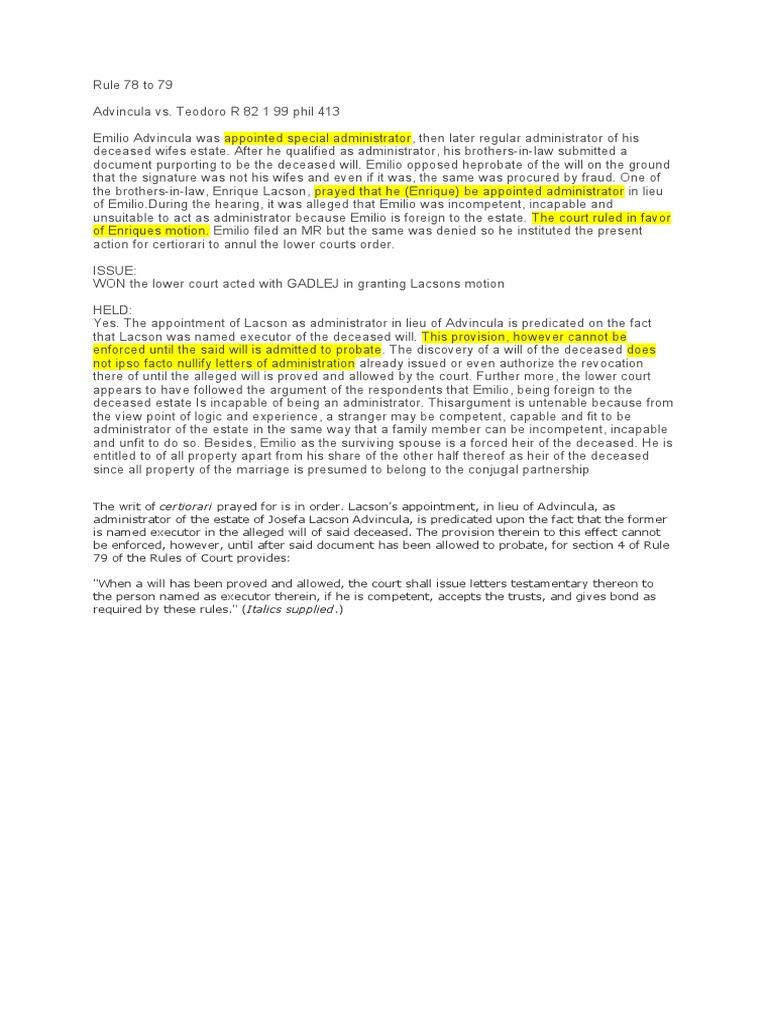 Rule 78 To 79 | PDF | Probate | Domicile (Law)