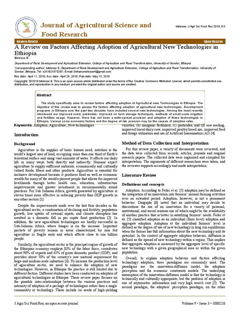 A Review On Factors Affecting Adoption of Agricultural New ...