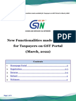 New Functionalities Made Available For Taxpayers On GST Portal (March, 2022)