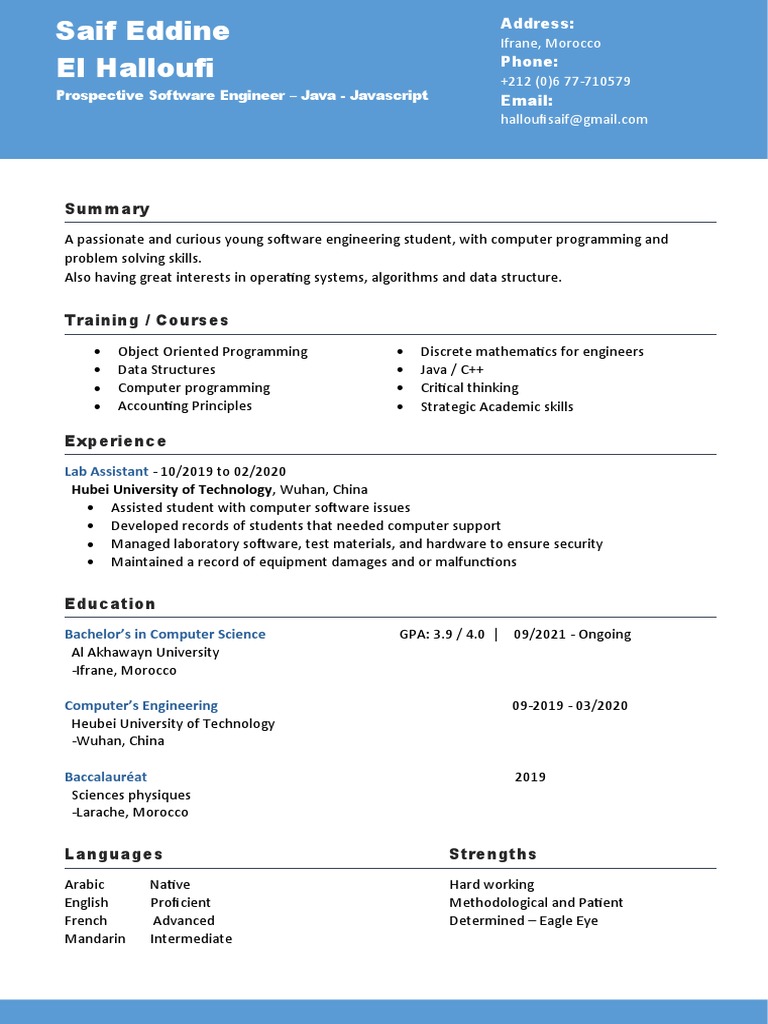 Prospective Software Engineer - Java - Javascript: Lab Assistant | PDF