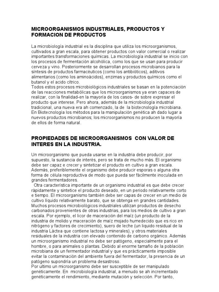 Microorganismos en la Industria Moderna | PDF | Microbiología ...