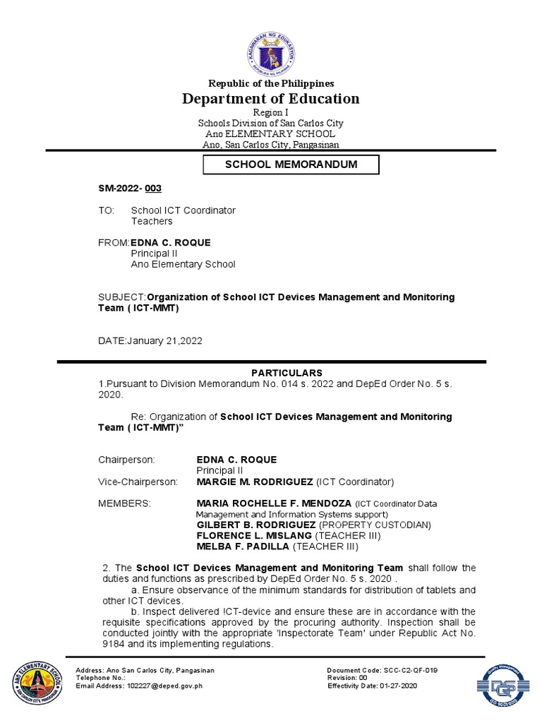 ICT Devices Management Team Memo | PDF | Regulatory Compliance ...