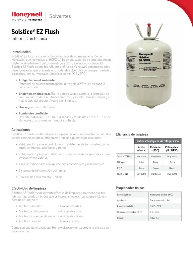 SolsticeEzFlush Solvente HojaDeVenta | PDF | Petróleo | Silicona