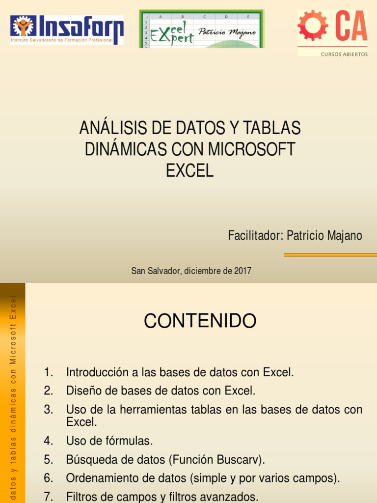 Análisis de Datos y Tablas en Excel | PDF | Microsoft Excel | Bases de ...