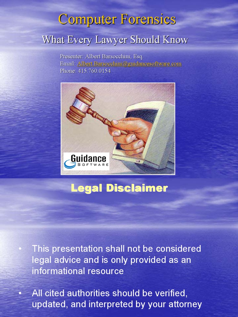 Computer Forensics for Attorneys | PDF | Computer Forensics | Metadata