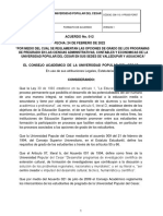 NUEVAS OPCIONES DE GRADO Acuerdo No 012 Del 24 de Febrero de 2022 - Opciones de Grado FACE