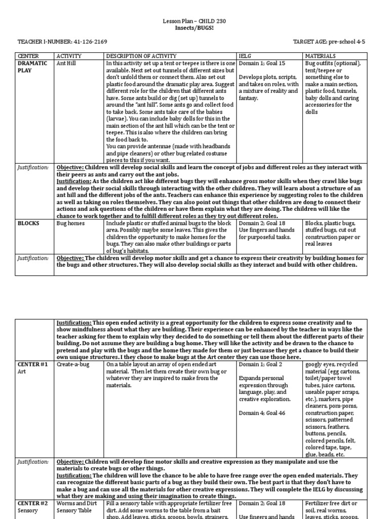 Lesson Plan-Bugs | PDF | Experience | Insects