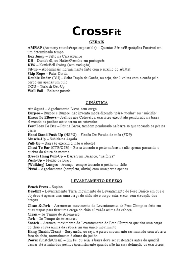 Crossfit Glossário | PDF