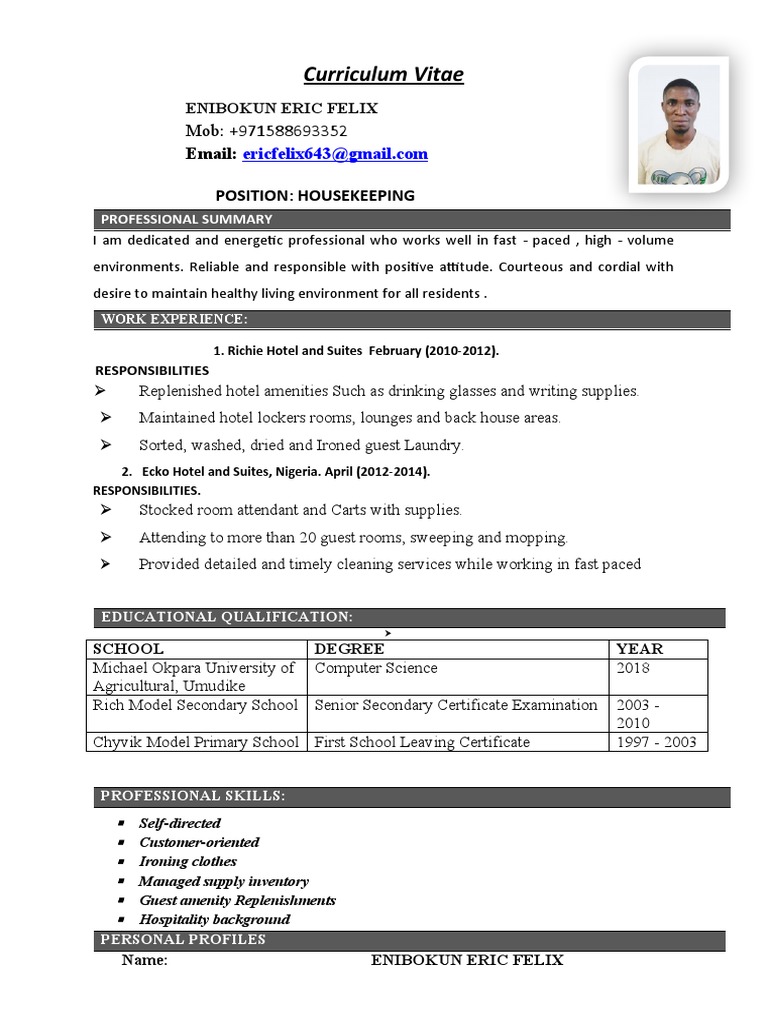 Housekeeping Curriculum Eric PDF Cognition