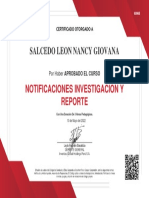 Certificado Del Curso Notificaciones Investigación y Reporte