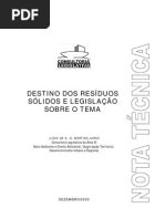 Destino Dos Residuos Solidos e Legislacao Sobre o Tema