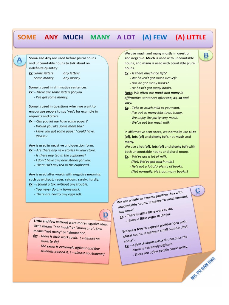 Quantifiers Exercises with Answers | PDF | Noun | Quantity