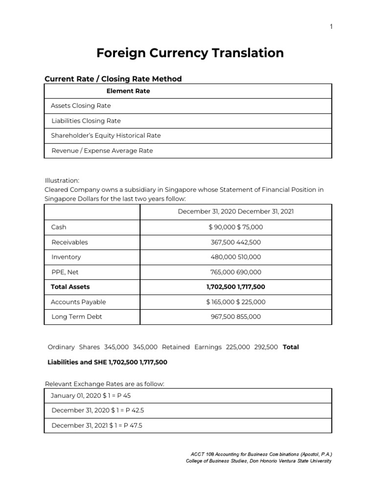 Foreign Currency Translation Descargar gratis PDF Retained Earnings
