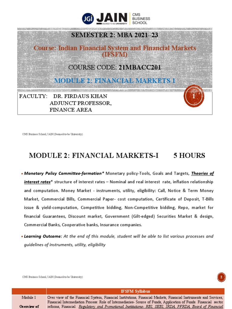 Financial Markets and Monetary Policy Overview | PDF | Reserve Bank Of ...