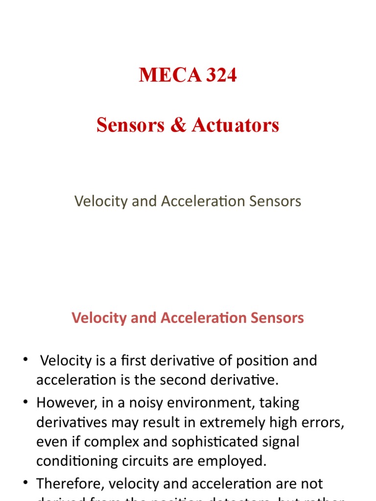 Velocity Acceleration Sensors | PDF | Rotation Around A Fixed Axis ...