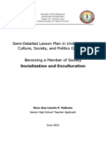 Semi-Detailed Lesson Plan in Understanding Culture, Society, and Politics Grade 11 Becoming A Member of Society