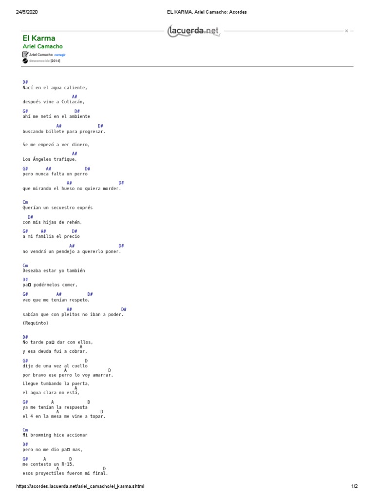 EL KARMA, Ariel Camacho Acordes PDF