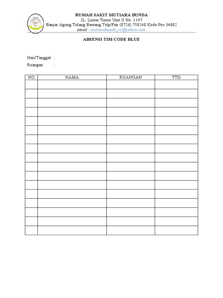 Absensi Tim Code Blue | PDF
