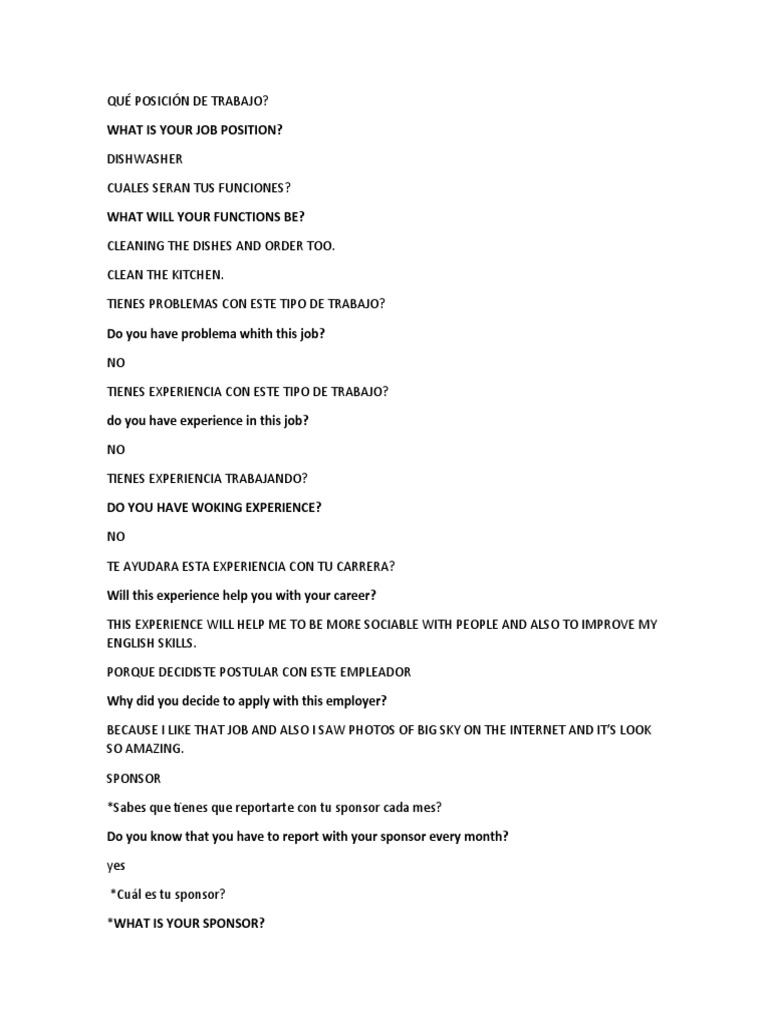 Job interview questions for dishwasher position PDF