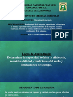 Determinar la capacidad y eficiencia de maquinaria agrícola