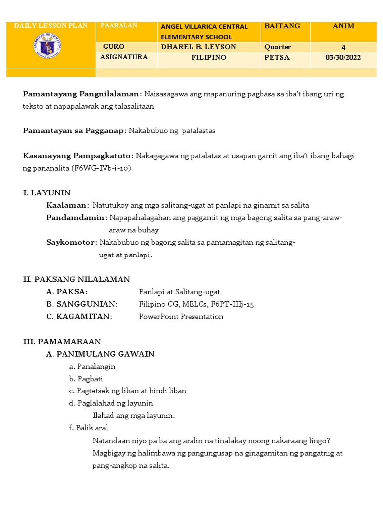 Daily Lesson Plan | PDF
