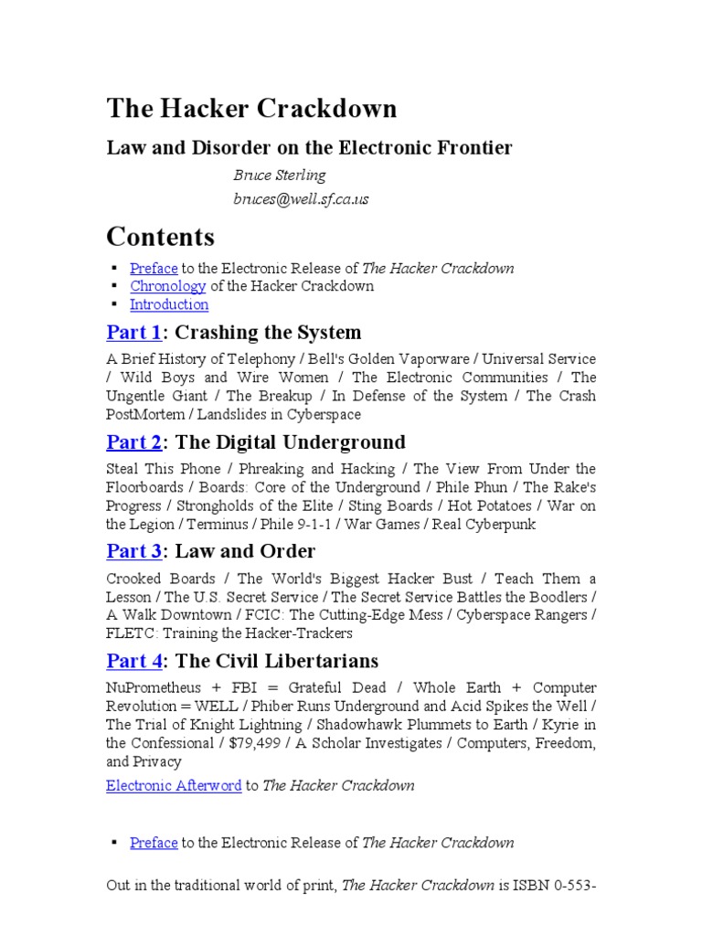 The Hacker Crackdown Pdf Security Computing And Information