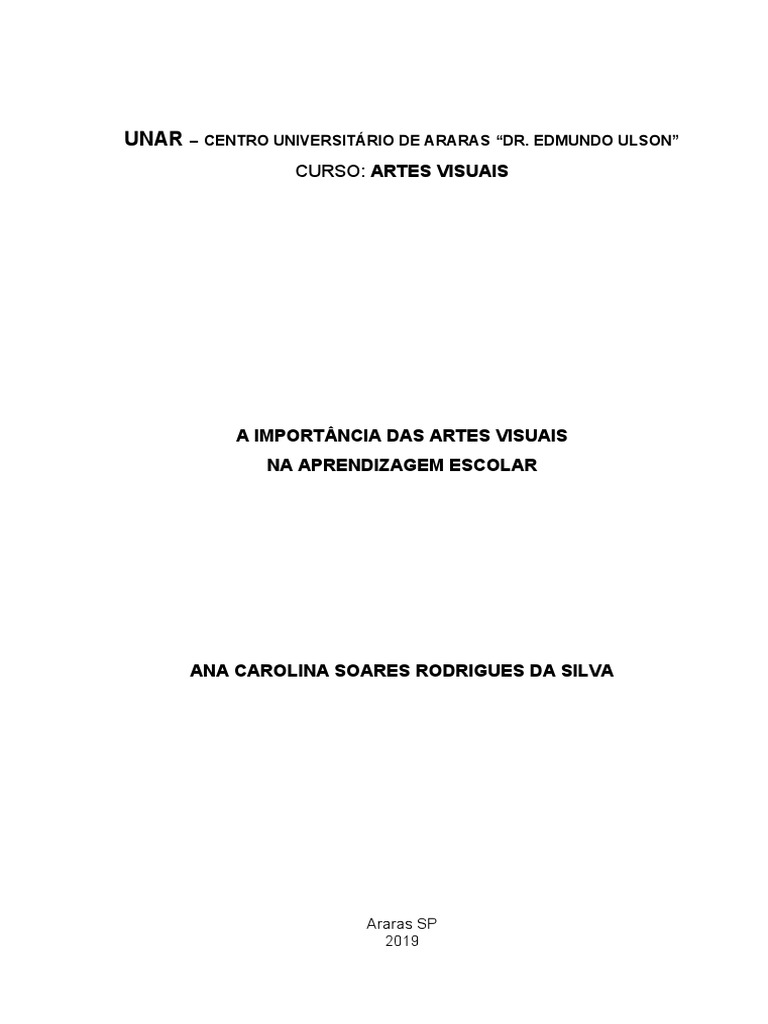 Artes Visuais na Aprendizagem Escolar | PDF | Aprendizado | Pinturas