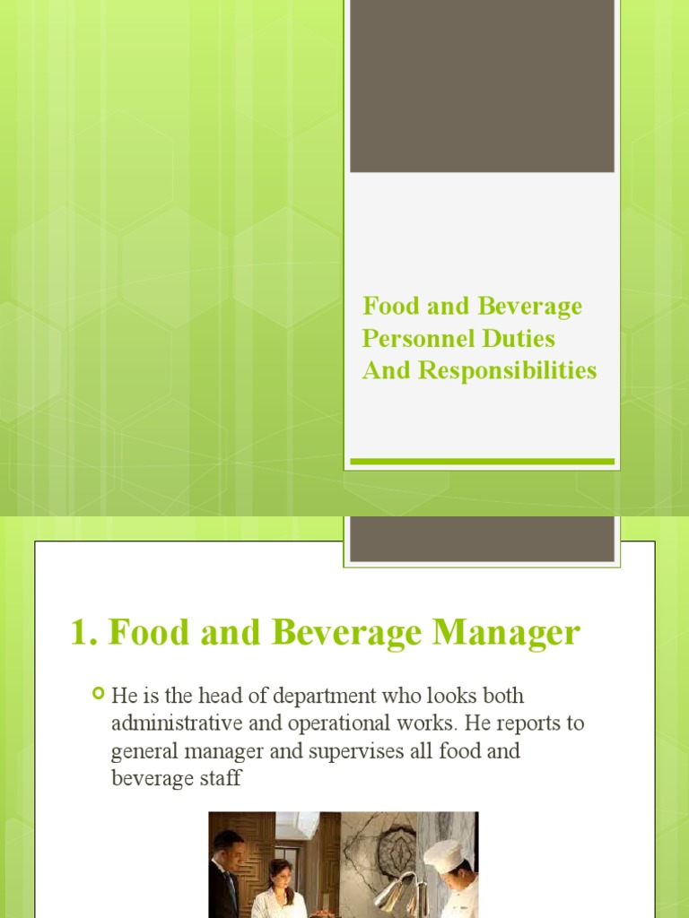Food and Beverage Personnel Duties and Responsibilities PDF Waiting Staff Restaurants