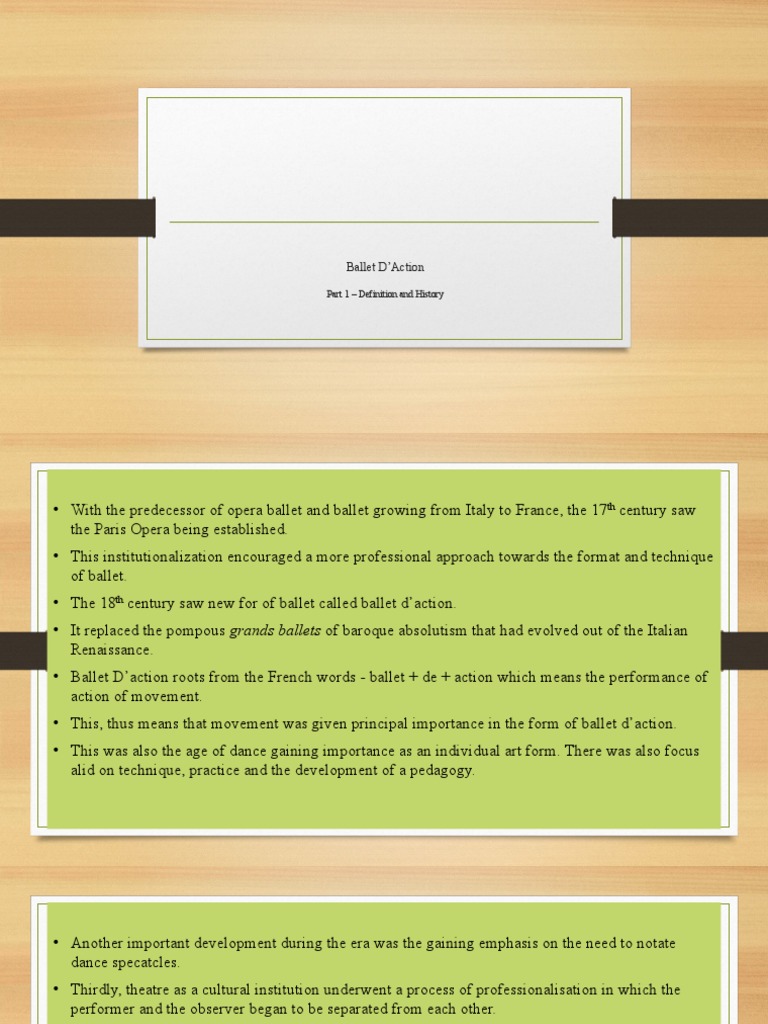 Ballet D'Action Part 1 Definition and History PDF Ballet Dances