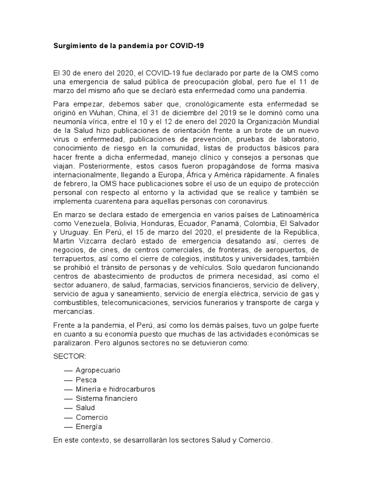 Surgimiento de La Pandemia Por COVID-19 | PDF | Ciencias de la Salud ...