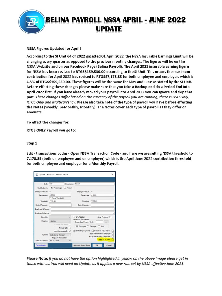 NSSA Threshold April To June 2022 PDF Payroll Tax United States Dollar