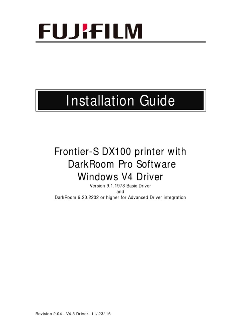 Installation Guide FrontierS Dx100 Printer With Darkroom Pro Software