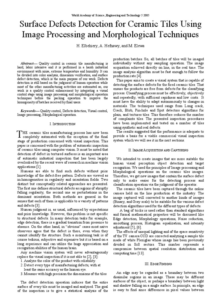 Surface Defects Detection For Ceramic Tiles Using Image Processing and ...