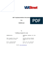 GST Implementation Document For Varstreet: Varstreet India Pvt. LTD