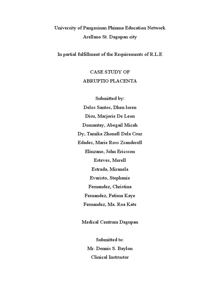 Case Study Mcd Pdf Mammalian Pregnancy Medicine